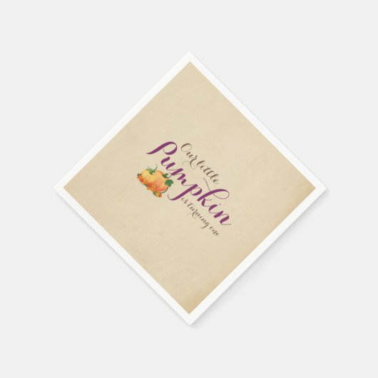 パンプキン秋ファーストバースデーパーティーパープルナプキン スタンダードカクテルナプキン (角)