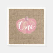 パンプキン秋ファーストバースデーパーティーピンクバーラップ スタンダードカクテルナプキン (正面)