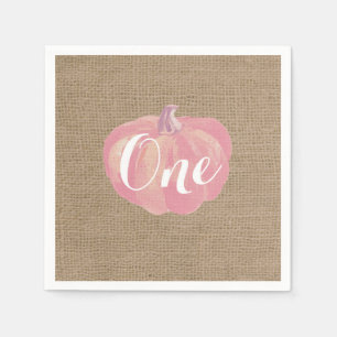 パンプキン秋ファーストバースデーパーティーピンクバーラップ スタンダードカクテルナプキン