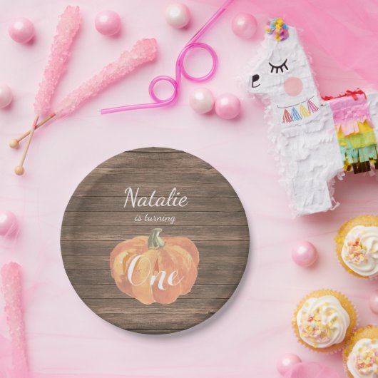パンプキン秋ファーストバースデーパーティー紙プレート ペーパープレート (パーティー)