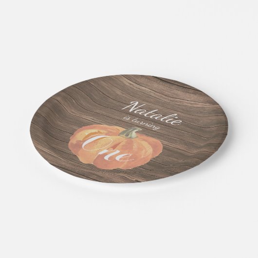 パンプキン秋ファーストバースデーパーティー紙プレート ペーパープレート (アングル)