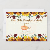 パンプキン秋ファーストヒマワールブルゴーニュ誕生日 招待状 (正面)