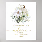 パンプキン秋ブライダルシャワーアドバイスウィズサイン ポスター (正面)