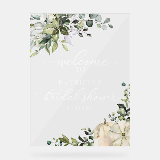 パンプキン秋ブライダルシャワーウェルカムサイン アクリルサイン (正面)