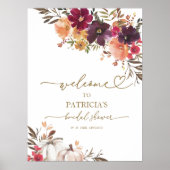 パンプキン秋ブライダルシャワーウェルカムサイン ポスター (正面)