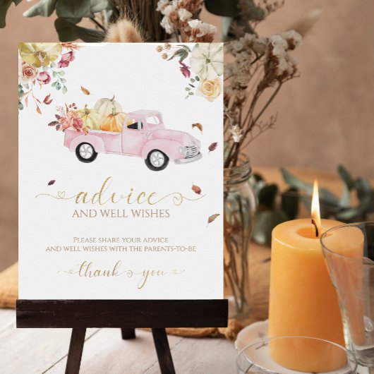 パンプキン秋ベビーシャワーアドバイス&ウィッシュサイン ポスター