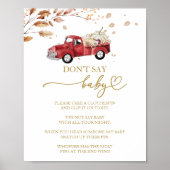 パンプキン秋ベビーシャワー言わないベビーゲームのサイン ポスター (正面)