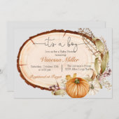 パンプキン秋ボーイベビーシャワー招待状 招待状 (正面/裏面)