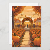 パンプキン秋婚約パーティ招待状 招待状 (正面/裏面)