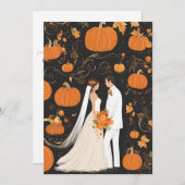 パンプキン秋婚約パーティ招待状 招待状 (正面/裏面)