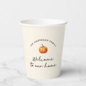 パンプキン秋秋へようこそ私たちの家の装飾 紙コップ (裏面)