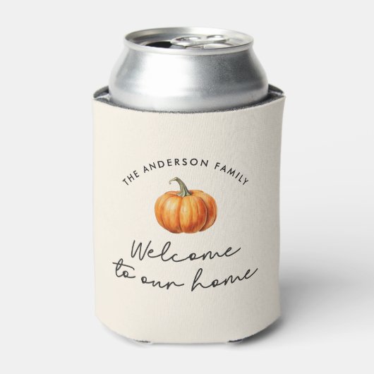パンプキン秋秋へようこそ私たちの家の装飾 缶クーラー (缶正面)