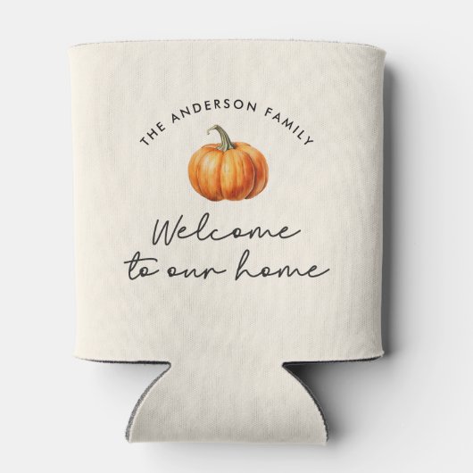 パンプキン秋秋へようこそ私たちの家の装飾 缶クーラー (裏面)