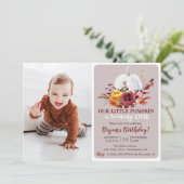 パンプキン秋第1誕生日招待写真 招待状 (スタンド正面)