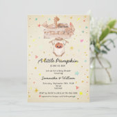 パンプキン秋素朴ボホベージュ子供部屋ベビーシャワー 招待状 (スタンド正面)