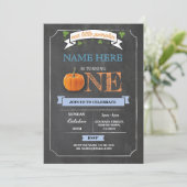 パンプキン第1ファーストワンバースデーパーティーチョーク招待状 招待状 (スタンド正面)