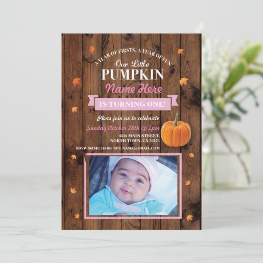 パンプキン第1回誕生日パーティーフォト招待状 招待状 (スタンド正面)