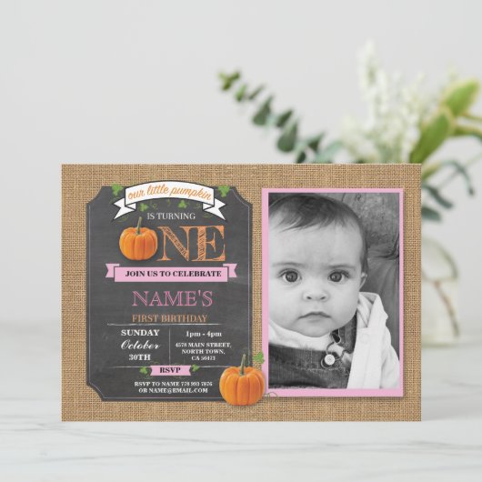 パンプキン第1回誕生日パーティーフォト招待状 招待状 (スタンド正面)