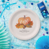 パンプキン紅葉赤面ピンクガール誕生日 ペーパープレート (パーティー)