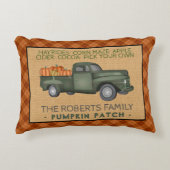 パンプキン素朴パッチファームヴィンテージトラック秋プレイド アクセントクッション (正面)