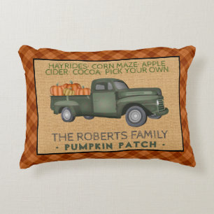 パンプキン素朴パッチファームヴィンテージトラック秋プレイド アクセントクッション
