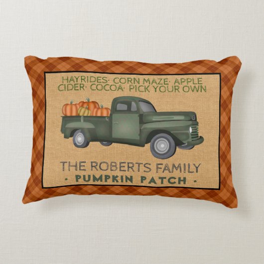 パンプキン素朴パッチファームヴィンテージトラック秋プレイド アクセントクッション (裏面)