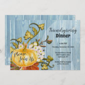 パンプキン素朴感謝祭の友情 招待状 (正面/裏面)