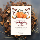 パンプキン素朴感謝祭ディナー招待状 招待状