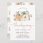 パンプキン素朴感謝祭ディナー招待状 招待状 (正面/裏面)