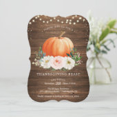 パンプキン素朴感謝祭ディナー招待状 招待状 (スタンド正面)