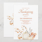 パンプキン素朴感謝祭ディナー 招待状 (正面/裏面)