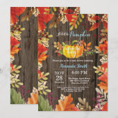 パンプキン素朴秋ボーイベビーシャワー招待状 招待状 (正面/裏面)
