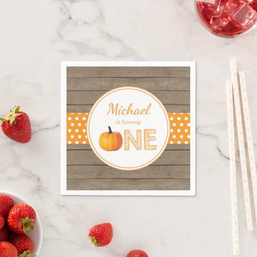パンプキン素朴秋初誕生パーティーオレンジ スタンダードカクテルナプキン (インサイチュ)