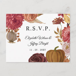 パンプキン素朴秋秋の結婚式RSVP インビテーションポストカード