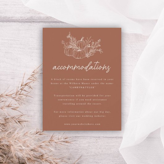 パンプキン結婚式招待状宿泊施設 招待状