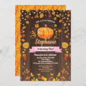 パンプキン誕生日の招待状。1素朴歳の誕生日 招待状 (正面/裏面)