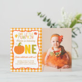 パンプキン誕生日インビテーションオレンジファースト誕生日 招待状 (スタンド正面)