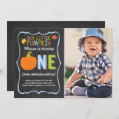 パンプキン誕生日インビテーションブルーファースト誕生日 招待状 (正面/裏面)
