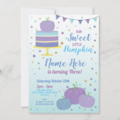 パンプキン誕生日ブルー招待状ANY AGE秋ボーイツイン 招待状 (正面)