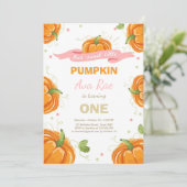 パンプキン誕生日招待ピンクファースト誕生日 招待状 (スタンド正面)
