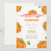 パンプキン誕生日招待ピンクファースト誕生日 招待状 (正面/裏面)