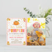 パンプキン誕生日招待ピンクファースト誕生日 招待状 (スタンド正面)