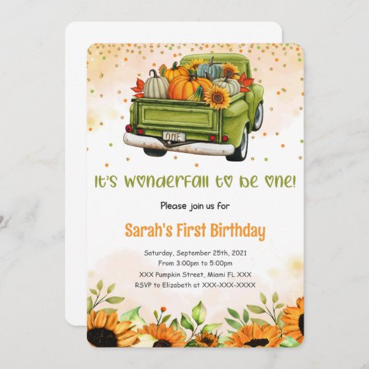 パンプキン誕生日招待状 招待状 (正面/裏面)