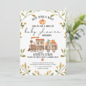 パンプキン電車ベイビーシャワー招待状(ドライブバイ) 招待状 (スタンド正面)