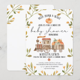 パンプキン電車ベイビーシャワー招待状（ドライブバイ） 招待状