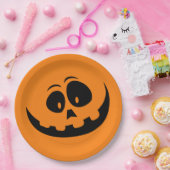 パンプキン顔オレンジハロウィーン ペーパープレート (パーティー)