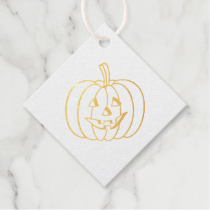 パンプキン顔ゴールドフォイルハロウィーン フェイバータグ