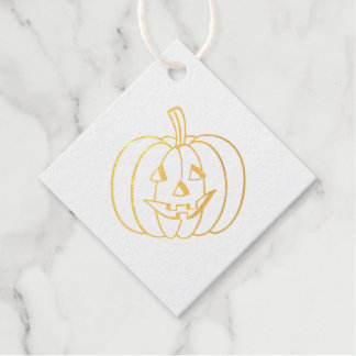 パンプキン顔ゴールドフォイルハロウィーン フェイバータグ