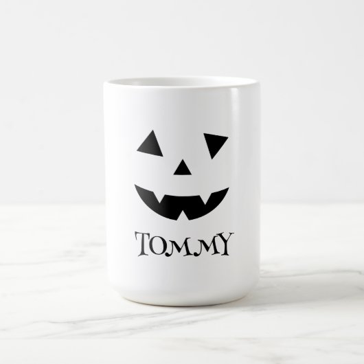 パンプキン顔ハロウィンシックネームハロウィーンのカボチャのちょうちん コーヒーマグカップ (中央)