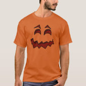 パンプキン顔ハロウィーンオレンジ Tシャツ (正面)